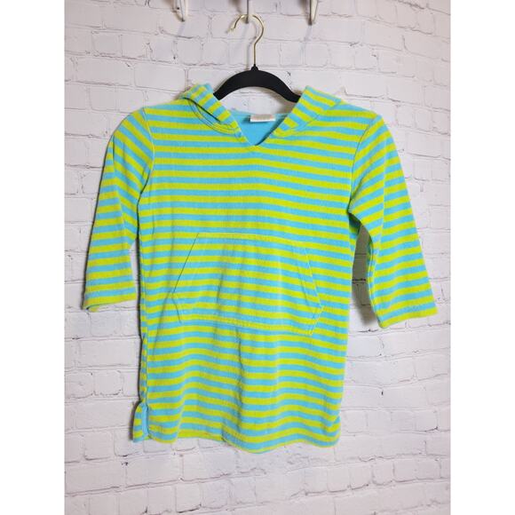 Lily & Dan Swim Cover Up terrycloth striped knee length hooded kids size 4/5 - Picture 1 of 3